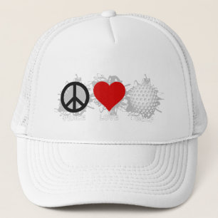 Peace Love Golf Emblem Trucker Hat