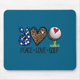 Peace Love Golf Funny Leopard Heart Golf Lovers Mouse Mat