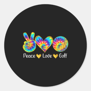 Peace Love Golf Funny Tie Dye Golf Lovers Classic Round Sticker