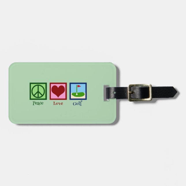 Peace Love Golf (green) Luggage Tag (Front Horizontal)