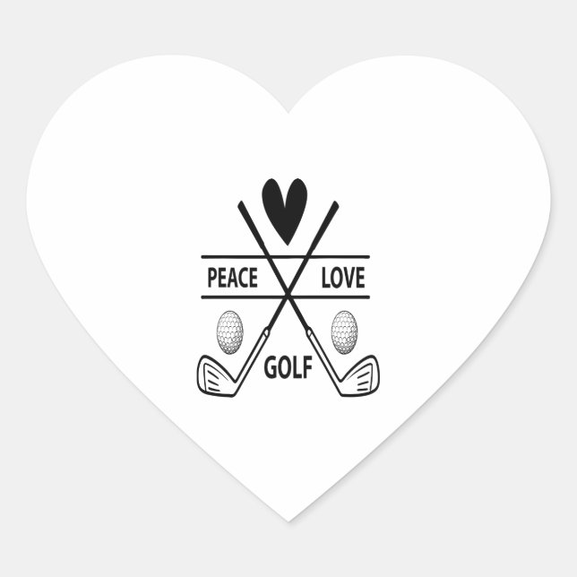 PEACE LOVE GOLF HEART STICKER (Front)