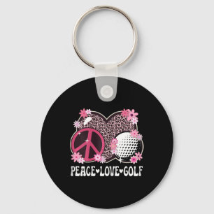 Peace Love Golf Lover Leopard Print Women Girls Cu Key Ring