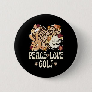 Peace Love Golf Lover Outfit Cheetah Print Women G 6 Cm Round Badge