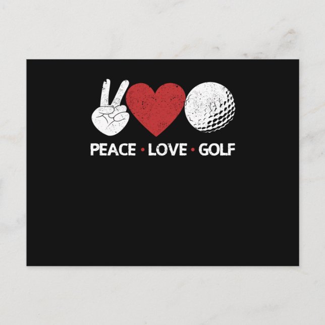 Peace Love Golf Lovers Funny Golfer Fan Golf Postcard (Front)