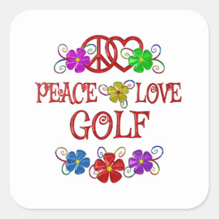 Peace Love Golf Square Sticker