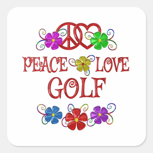 Peace Love Golf Square Sticker (Front)