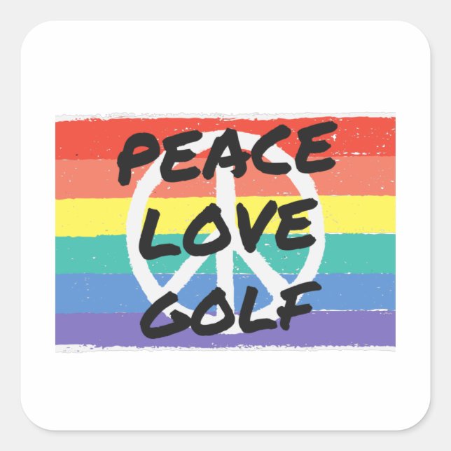 Peace. Love. Golf Square Sticker (Front)
