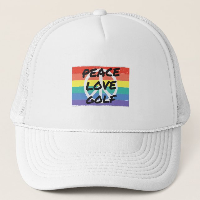Peace. Love. Golf Trucker Hat (Front)