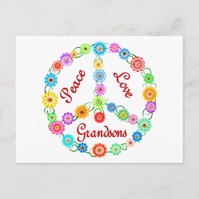Peace Love Grandsons Postcard (Front)