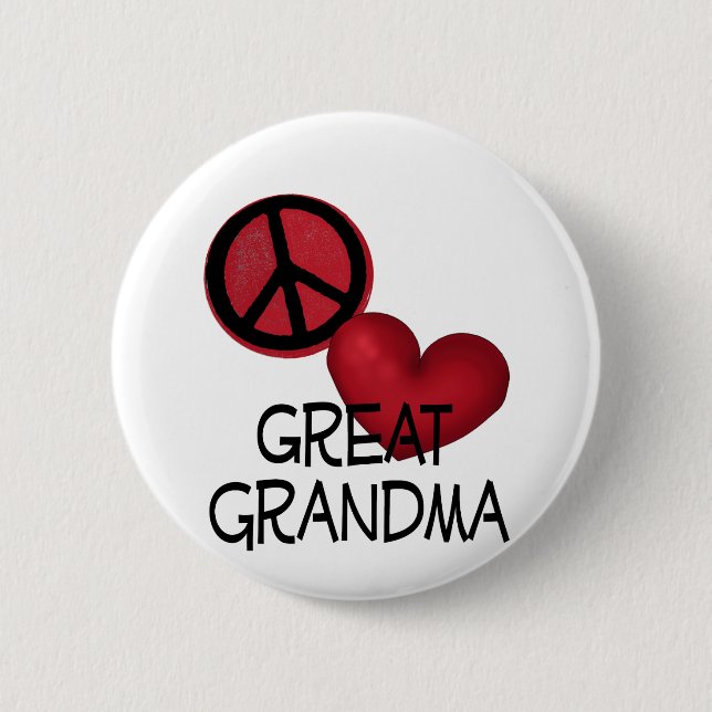 Peace Love Great Grandma 6 Cm Round Badge (Front)