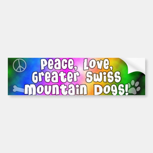 Peace Love Greater Swiss Mtn Dogs Bumper Sticker (Front)