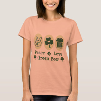 Peace Love Green Beer Ringer Tee Shirt