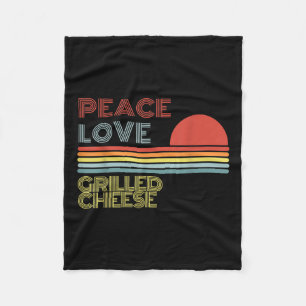 Peace Love Grilled Cheese Retro Vintage Fleece Blanket