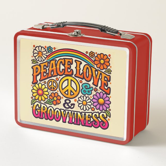 Peace, Love, & Grooviness Metal Lunchbox (Front)