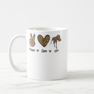 Peace Love GSP german pointer Pet Dog Puppy Owner Coffee Mug