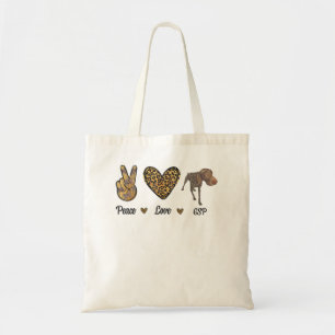Peace Love GSP german pointer Pet Dog Puppy Owner Tote Bag