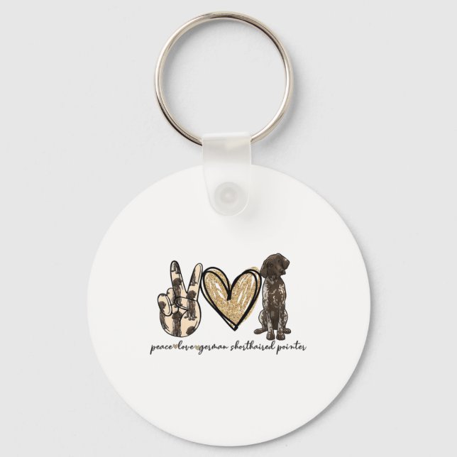 Peace Love Gsp German Shorthaired Pointer Dog Love Key Ring (Front)
