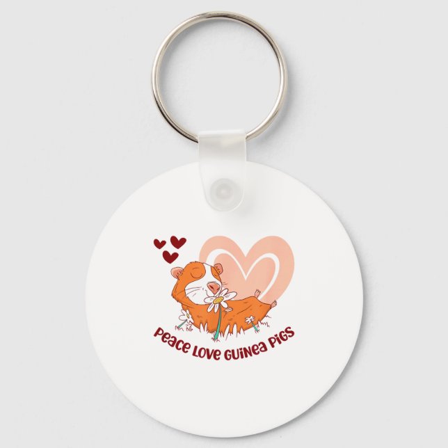 Peace Love Guinea Gs Funny Saying For Guinea Gs Lo Key Ring (Front)