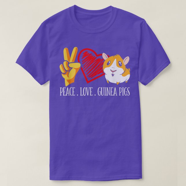 Peace Love Guinea Pig Funny T-Shirt (Design Front)