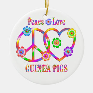 Peace Love Guinea Pigs Ceramic Tree Decoration