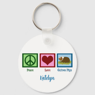 Peace Love Guinea Pigs Cute Custom Key Ring