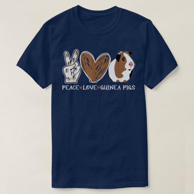 Peace Love Guinea Pigs Leopar  T-Shirt (Design Front)