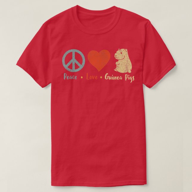 Peace Love Guinea Pigs Lover Wheek Retro Premium 4 T-Shirt (Design Front)