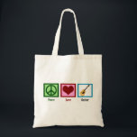 Peace Love Guitar Tote Bag<br><div class="desc">A peace sign,  heart,  and a guitar design makes a great gift for someone in a band.</div>