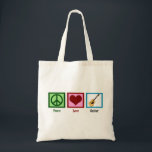 Peace Love Guitar Tote Bag<br><div class="desc">A peace sign,  heart,  and a guitar design makes a great gift for someone in a band.</div>