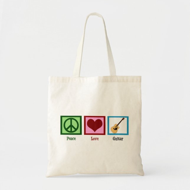 Peace Love Guitar Tote Bag (Front)