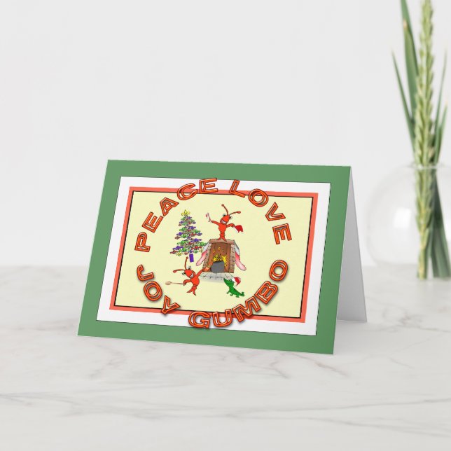 Peace Love Gumbo Cajun Christmas Holiday Card (Front)