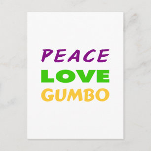 PEACE LOVE GUMBO POSTCARD