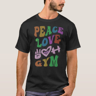 PEACE LOVE GYM Retro PE Teacher Groovy School T-Shirt
