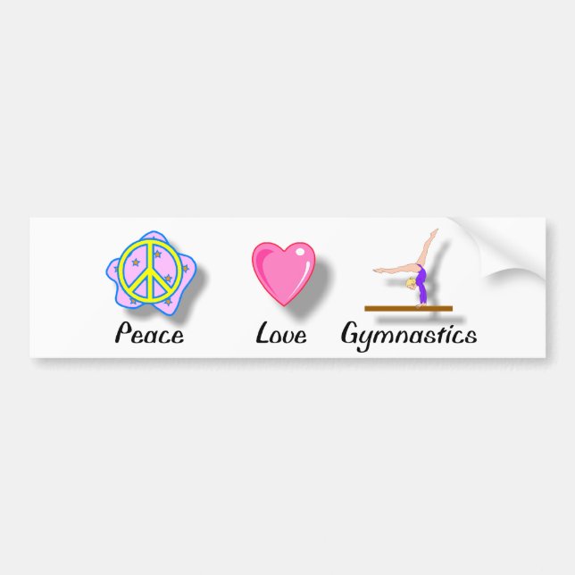 Peace Love Gymnastics Bumper Sticker (Front)