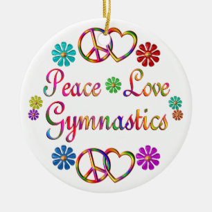PEACE LOVE GYMNASTICS CERAMIC TREE DECORATION