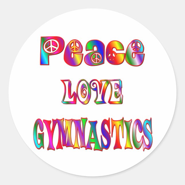 Peace Love Gymnastics Classic Round Sticker (Front)