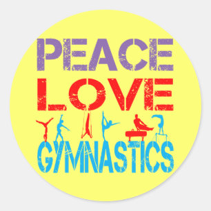 PEACE LOVE GYMNASTICS CLASSIC ROUND STICKER