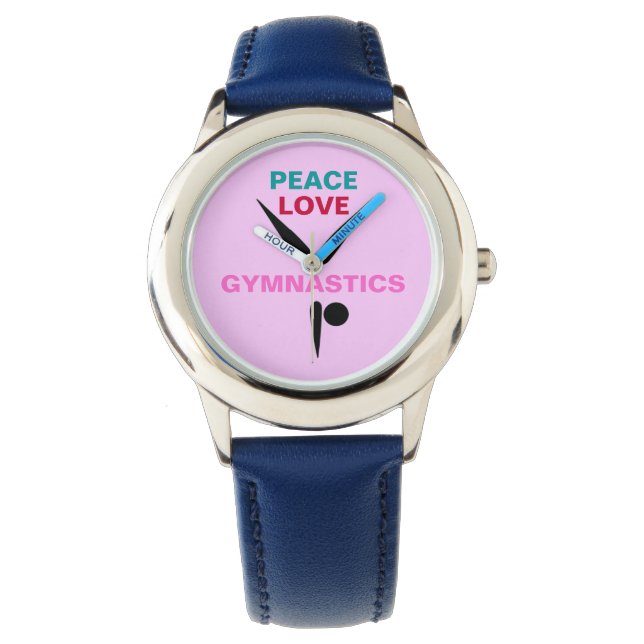 Peace Love Gymnastics Kids Adjustable Bezel Watch (Front)