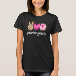 Peace Love Gymnastics Leopard Print Women Girls Gy T-Shirt