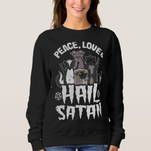 Peace Love & Hail Satan Racoon Opossum Goth Punk  Sweatshirt