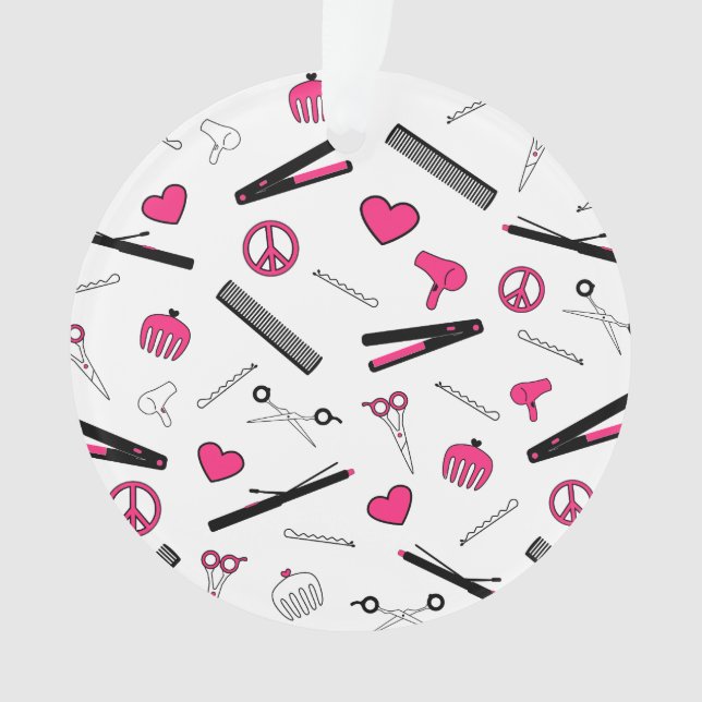 Peace, Love, & Hair Accessories (Pink) Ornament (Front)