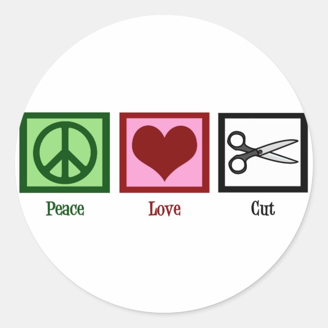 Peace Love Haircuts Classic Round Sticker (Front)