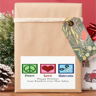 Peace Love Haircuts Custom Hair Salon Christmas Rectangular Sticker