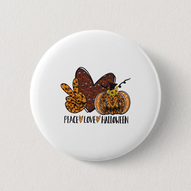 Peace love Halloween 6 Cm Round Badge (Front)