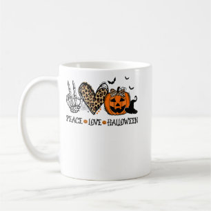 Peace Love Halloween Happy Halloween Pumpkin Leopa Coffee Mug