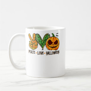 Peace Love Halloween Leopard Pumpkin Happy Hallowe Coffee Mug