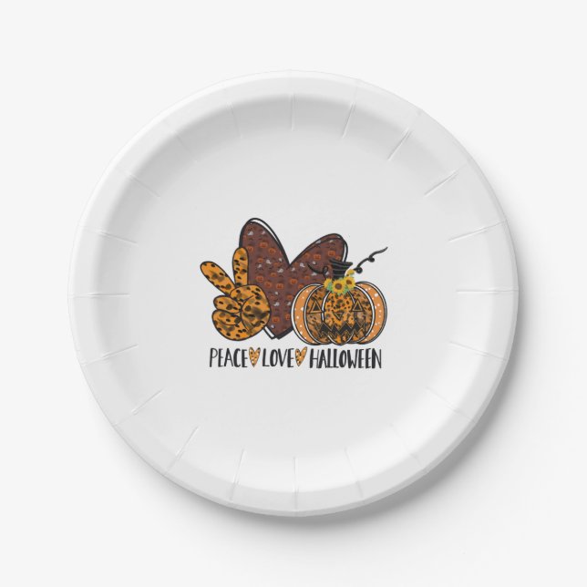 Peace love Halloween Paper Plate (Front)