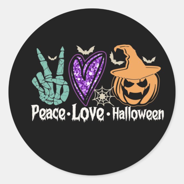 Peace Love Halloween Pumpkin Sticker (Front)