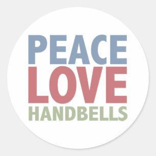 Peace Love Handbells Classic Round Sticker