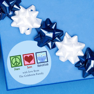 Peace Love Hanukkah Cute Custom Gift Classic Round Sticker